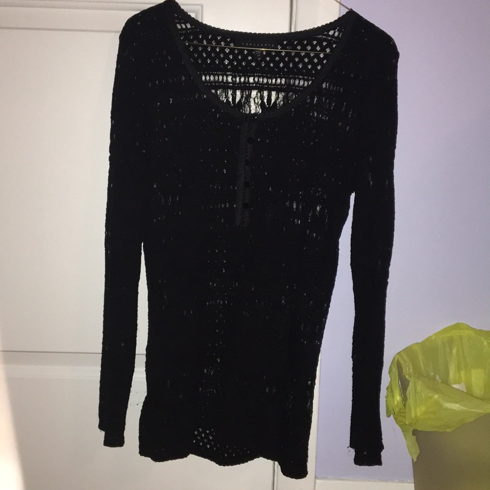 BLack detail button up blouse
